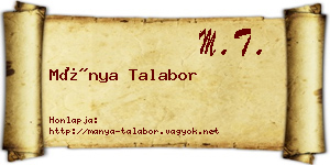 Mánya Talabor névjegykártya